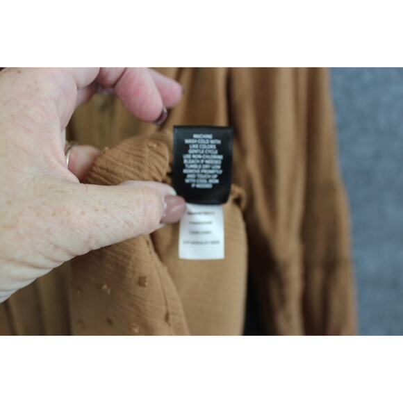 Torrid Chiffon Peasant 3/4 Sleeve Women's 2X Raglan Blouse Tobacco Brown Boho - Picture 9 of 14